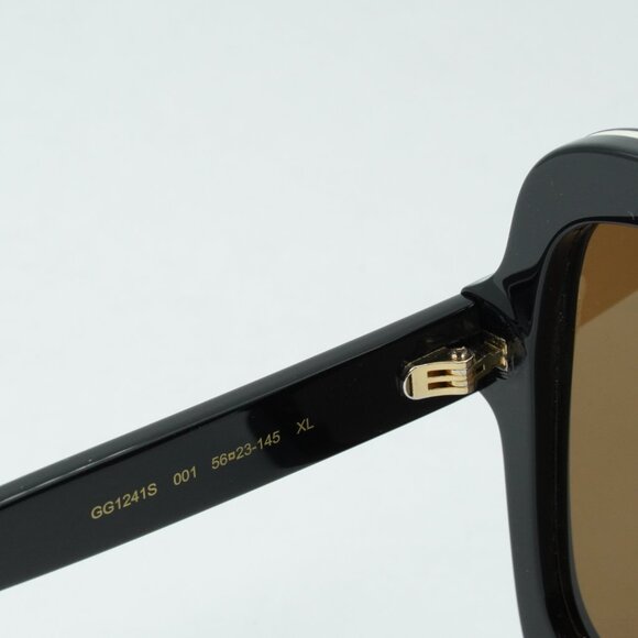 Gucci GG1241S 001 Sunglasses Black Square Frame, Brown Lenses